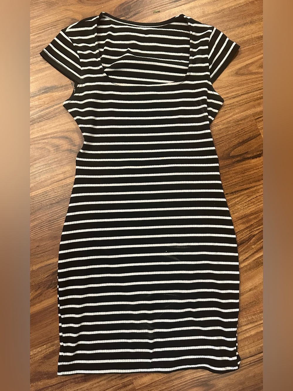 SHEIN Black and White Striped Midi Bodycon Dress
